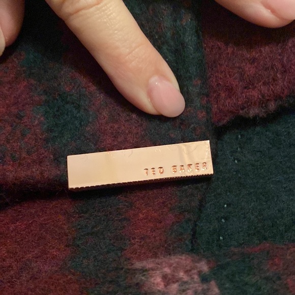 Ted Baker Skaalet Check Long Wrap Coat Size 3 US 8 - Picture 12 of 14